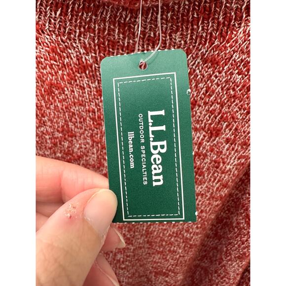 🆕 L.L.BEAN | Orange Heathered Cotton Funnel Neck Long Sleeve Sweater | Small - Picture 6 of 8